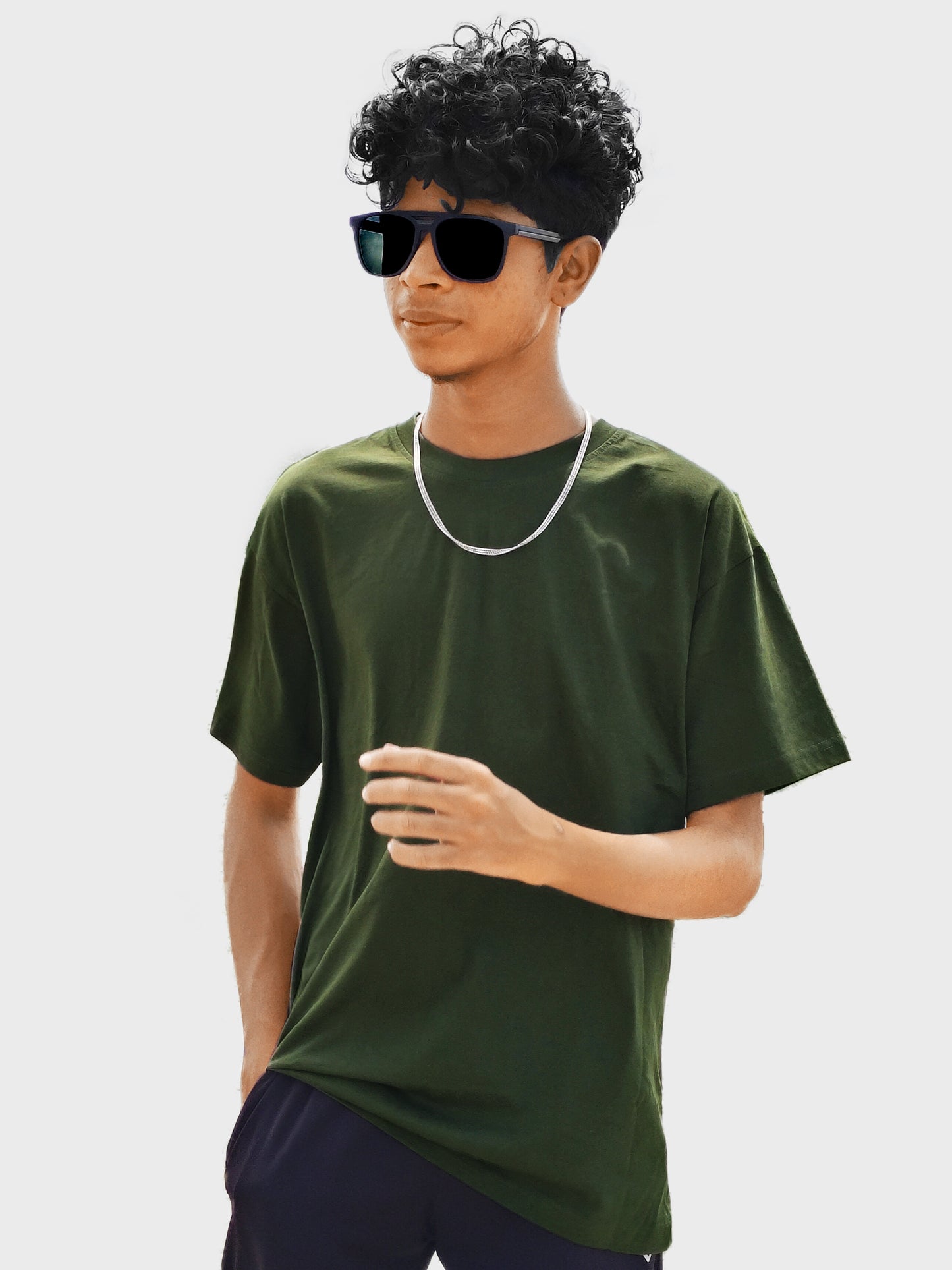 Olive Green Drop-Shoulder Tees