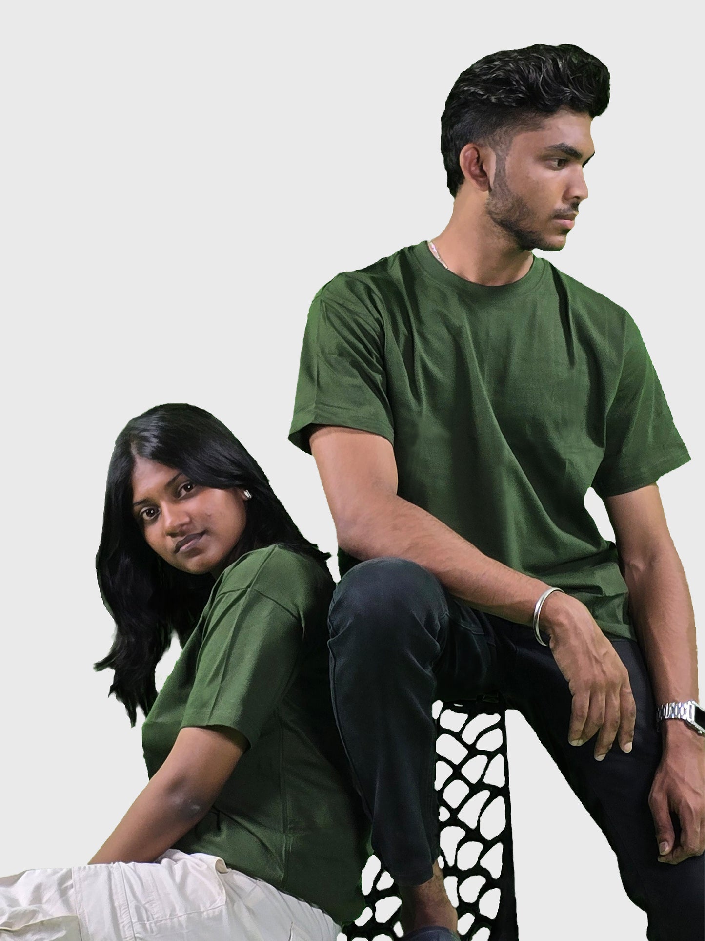 Olive Green Drop-Shoulder Tees