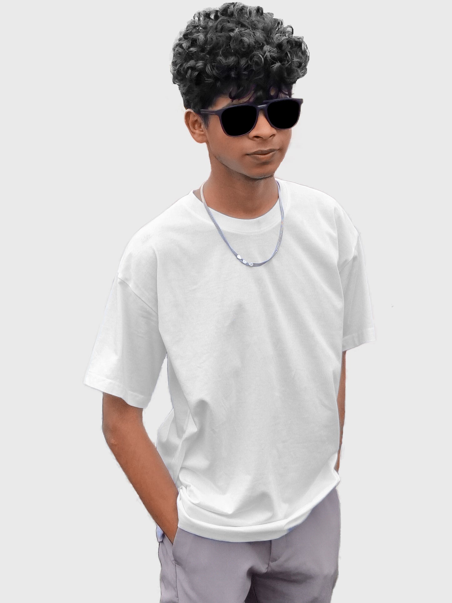 White Drop-Shoulder Tees